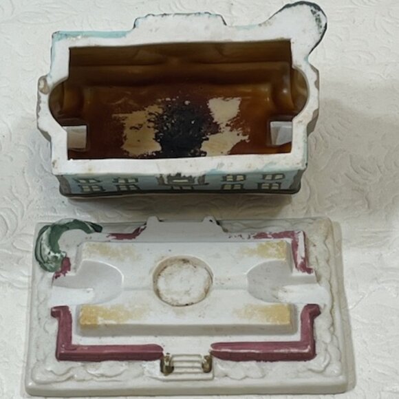 VTG Claire Burke Christmas Memories Porcelain Incense House 1990 Winter Snow - Picture 13 of 16